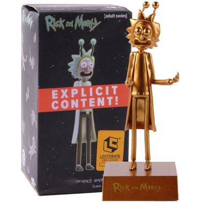 Rick & Morty Seltene Fuck You 18cm Figur in Box - Rick Sanchez Goldene Sammelfiguren