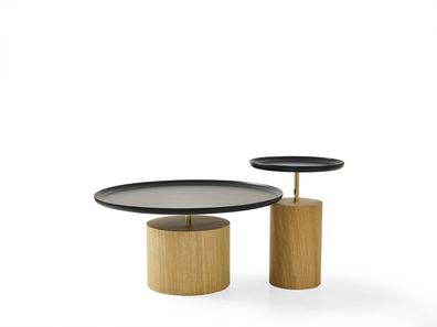 Couchtisch Luxus Holz Design Tisch Beistelltisch Schwarz Runde Tische Neu