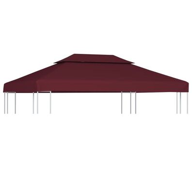 Pavillon-Dachplane mit Kaminabzug 310 g/ m² 4x3 m Weinrot