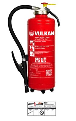 Vulkan SK6S 6l Schaumlöscher Feuerlöscher 10LE inkl. Plakette u. Halterung