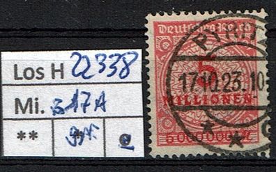 Los H22338. Deutsches Reich Mi. 317 A, gest., gepr. INFLA