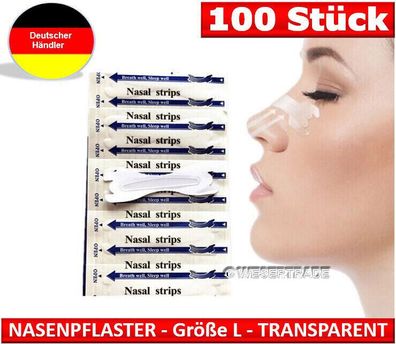 100 Stück - transparente Nasenpflaster / clear nasal strips - BETTER Breathe (Gr. L)