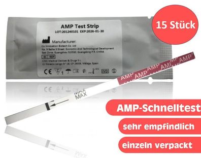 15x AMP / Amphetamin Drogenschnelltest (Speed, Pep, Uppers, Upper), 1.000 ng/ ml