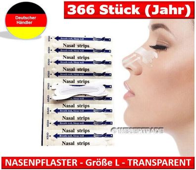 366x (Jahr) transparente Nasenpflaster / clear nasal strips - BETTER Breathe (Gr. L)