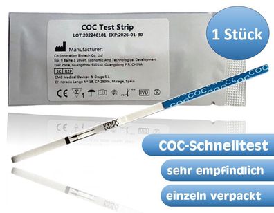 1x COC / Kokain Drogenschnelltest (Koks, Crack), 300 ng/ ml