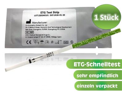 1x ETG / Ethylglucuronide Drogenschnelltest (Alkoholtest im Urin), 500 ng/ ml