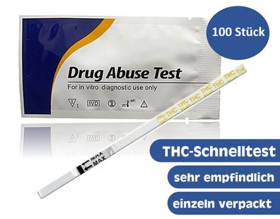 100x THC Drogenschnelltest (Cannabis, Marihuana, Haschisch), 50 ng/ ml