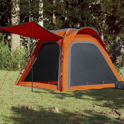 Campingzelt 4 Personen Grau und Orange Quick Release Wasserfest