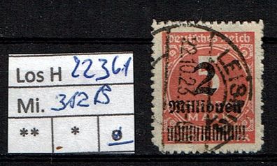 Los H22361: Deutsches Reich Mi. 312 B, gest.