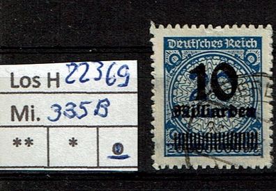 Los H22369: Deutsches Reich Mi. 335 B, gest.