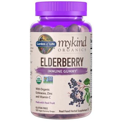 Mykind Organics Elderberry, Made with Real Fruit - 120 vegan gummy drops