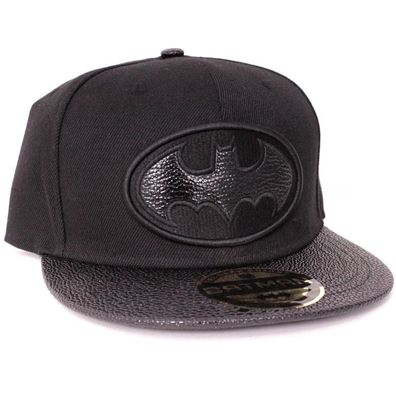 Batman Snapback Cap mit Logo & Schirm aus Leder - DC Snapback Kappen Mützen Caps