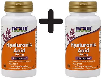 2 x Hyaluronic Acid with MSM, 50mg - 60 vcaps