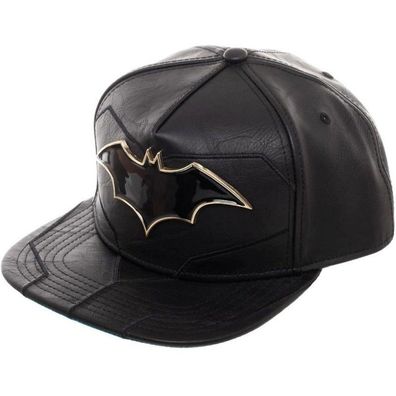 Batman Leder Snapback Cap mit Metal-Plate - DC Batgirl Heroes Kappen Mützen Caps