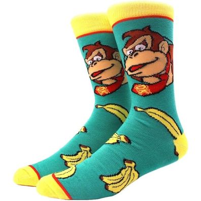 Donkey Kong Socken - Nintendo Super Mario Bros 360° Motiv Charakter Cartoon Socken