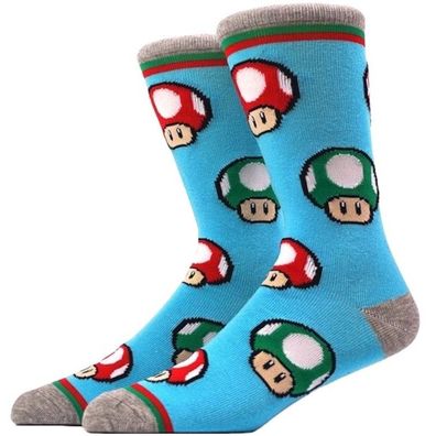 Mario, Toad & Up Socken - Nintendo Super Mario 360° Motiv Charakter Cartoon Socken