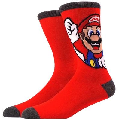 Happy Mario Rote Lustige Charakter Socken - Super Mario 360° Motiv Cartoon Socken