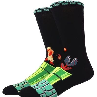 Warp Röhr mit Piraha Pflanze Lustige Socken - Super Mario 360° Motiv Cartoon Socken