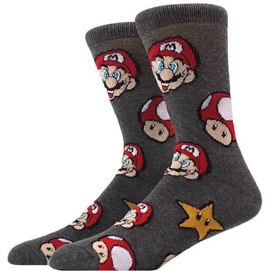 Happy Mario & Yellow Star Lustige Socken - Super Mario 360° Motiv Cartoon Socken