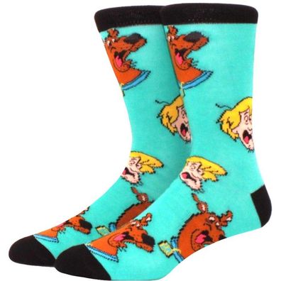 Scooby-Doo Türkise Gesicht Motivsocken - Cartoon Heroes Motiv Socken mit Scooby Doo