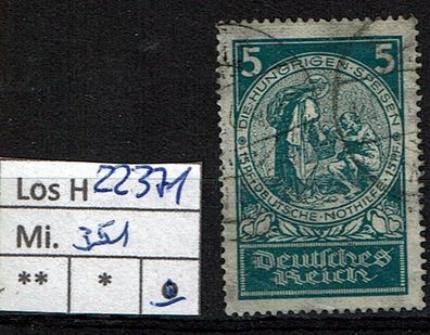 Los H22371: Deutsches Reich Mi. 351, gest.