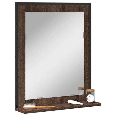Badspiegel mit Ablage Braun Eichen-Optik 50x12x60 cm