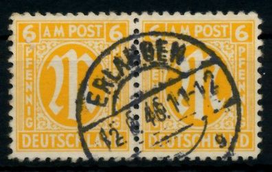 BIZONE AM-POST Nr 4z gestempelt WAAGR PAAR X760EC6