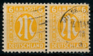 BIZONE AM-POST Nr 4z gestempelt WAAGR PAAR X760E66