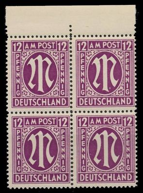 BIZONE AM-POST Nr 15aAz postfrisch Viererblock ORA X81B21E