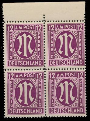 BIZONE AM-POST Nr 15aAz postfrisch Viererblock ORA X81B236