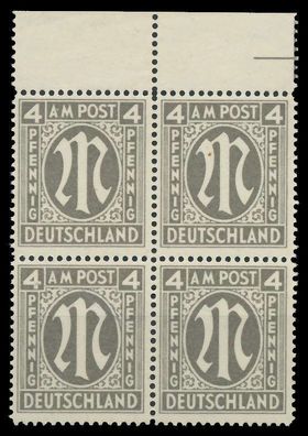 BIZONE AM-POST Nr 11-Cy postfrisch Viererblock ORA X81E442