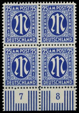 BIZONE AM-POST Nr 28Cz postfrisch Viererblock URA X81E53E