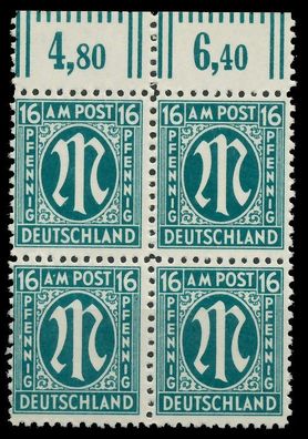 BIZONE AM-POST Nr 25Az postfrisch Viererblock ORA X81E626