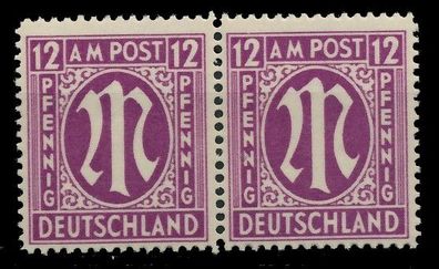 BIZONE AM-POST Nr 15bBy postfrisch WAAGR PAAR X81E99E