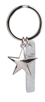 Glücksbringer, Schlüsselanhänger, Lucky Star, 5x3cm, silber, 14556 1 St