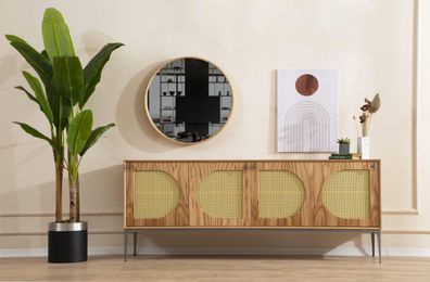 Sideboard mit Spiegel Anrichte Sideboards Holz Schrank Möbel Braun Neu