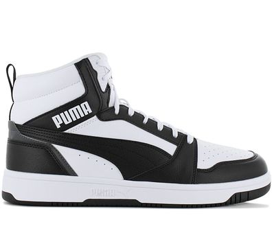 Puma Rebound V6 Mid - Herren Basketball Schuhe Weiß-Schwarz 392326-01