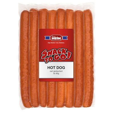 Hot Dog Würstchen geräuchert leicht scharf 8 Stück je 90g 720g