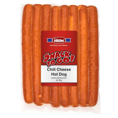 Hot Dog Chili Cheese Würstchen geräuchert 8 Stück je 90g 720g