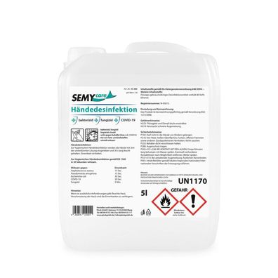 Händedesinfektion SemyCare 80 Vol% Ethanol – 5 Liter Kanister - Handdesinfektion