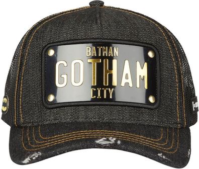 Batman´s Gotham City Capslab Destroyed Jeans Cap mit Metalplatte - DC Kappen Mützen