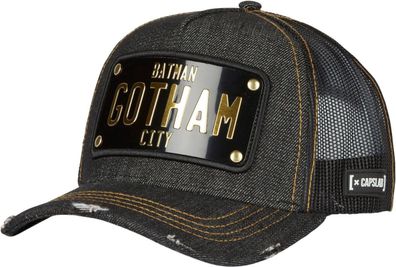 Capslab Batman´s Gotham City Destroyed Jeans Cap mit Metalplatte - DC Caps Kappen
