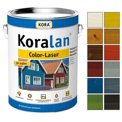 KORA Koralan Color-Lasur 10 L Holzlasur für aussen Naturöl- Wasserbasis Farbwahl