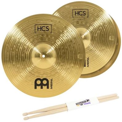 Meinl HCS1416 Becken Set 14 HH-16 Crash mit Schlagzeugstöcken (Gr. 14-16 Zoll)