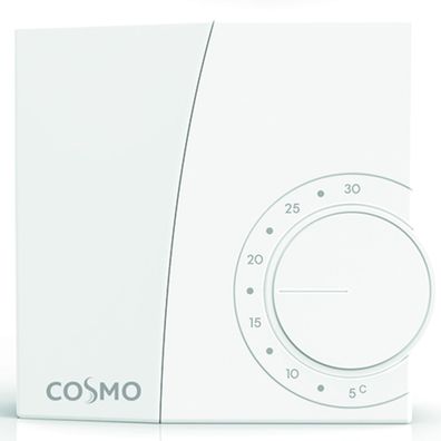 Cosmo elektronischer Raumthermostat 230V Heizen Aufputz RAL9010