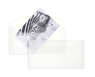 100 Transparente Kuvertierhüllen 110x220 mm (DIN Lang) mit Nassklebung