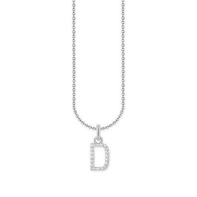 Thomas Sabo Schmuck Damen-Halskette mit Buchstaben-Anhänger D Silber KE2243-051-14L4