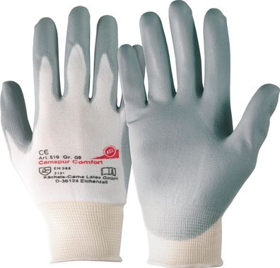Handschuhe Camapur Comfort 619 Gr.9 weiß/ grau Polyamid mitPUR EN 388 Kat. II