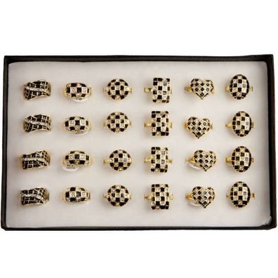 Modeschmuck Ring mit Strasssteinen schwarz gold viele Modelle Größe 17-19 #047