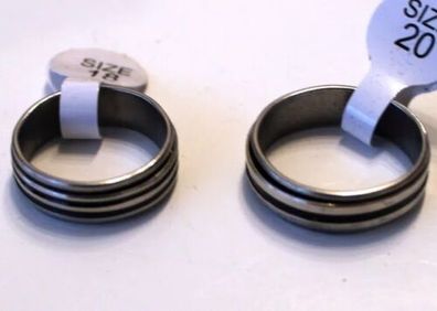 Modeschmuck Ring Edelstahl Farbe silber schwarz 7mm Aussendrehring Gr 18-22 #190